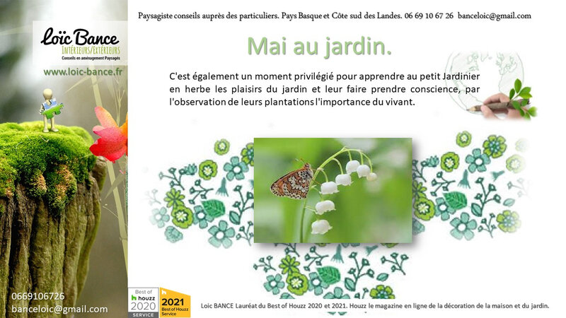Paysagiste Capbreton. Les travaux de mai au jardin d'ornement, potager et fruitiers.