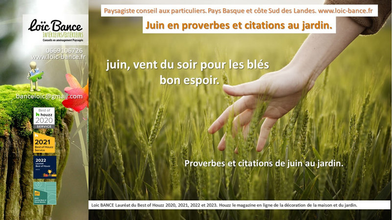 Proverbes; Citations; Jardins; Paysagiste; Landes; Pays Basque; Paysagiste Pays Basque; Paysagiste Landes; Loc BANCE; Amnagements paysagers; Concepteur de jardins; Paysagiste Capbreton; 